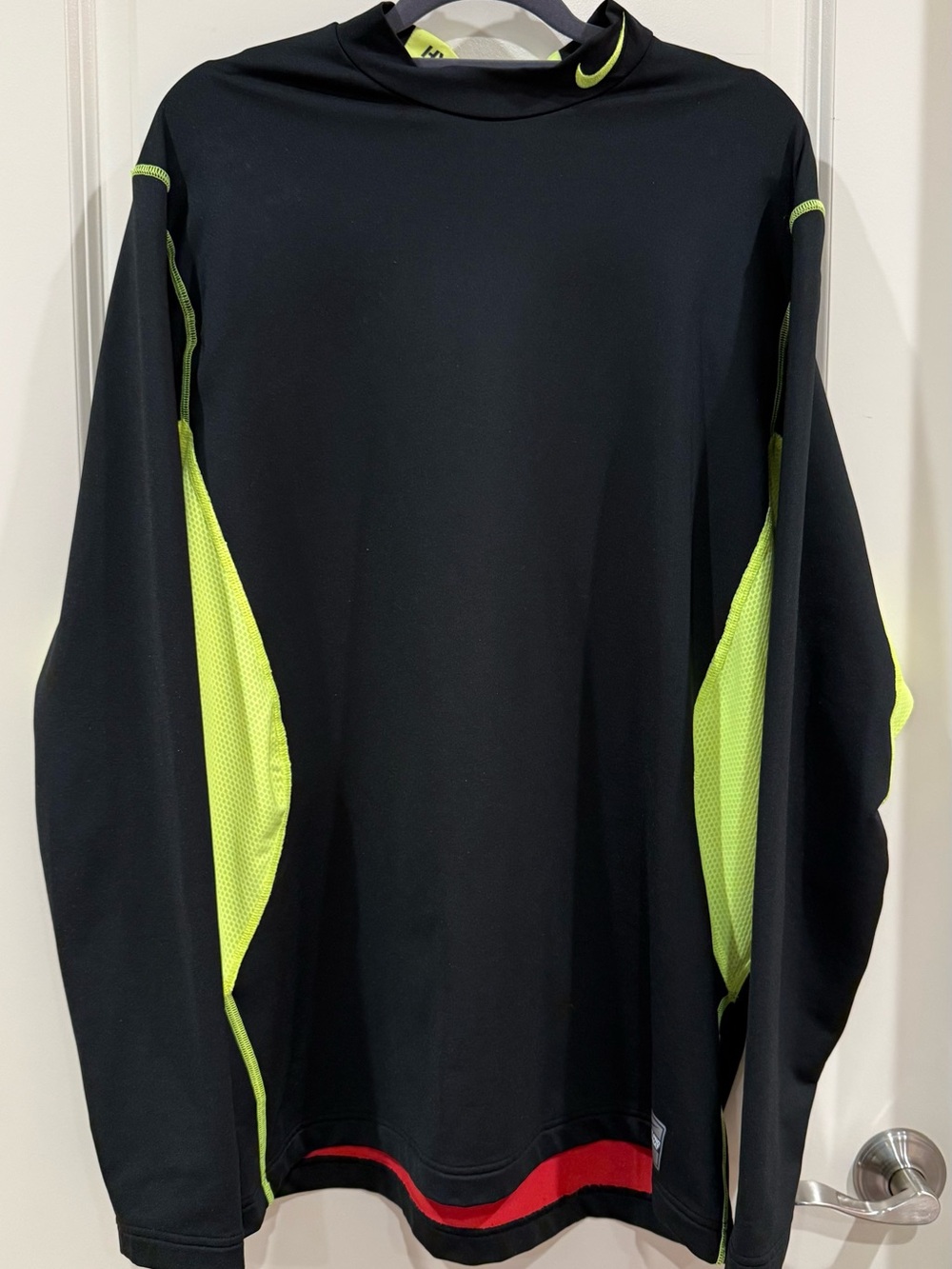 Nike Black Long Sleeve Pro Combat Top with Red Accent